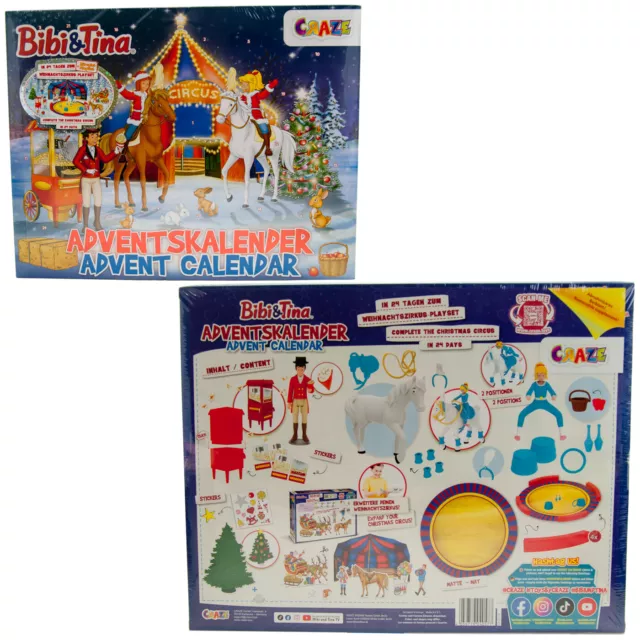 Bibi & Tina Calendario de Adviento 2022 Navidad Circo 24 Piezas Niños Navidad