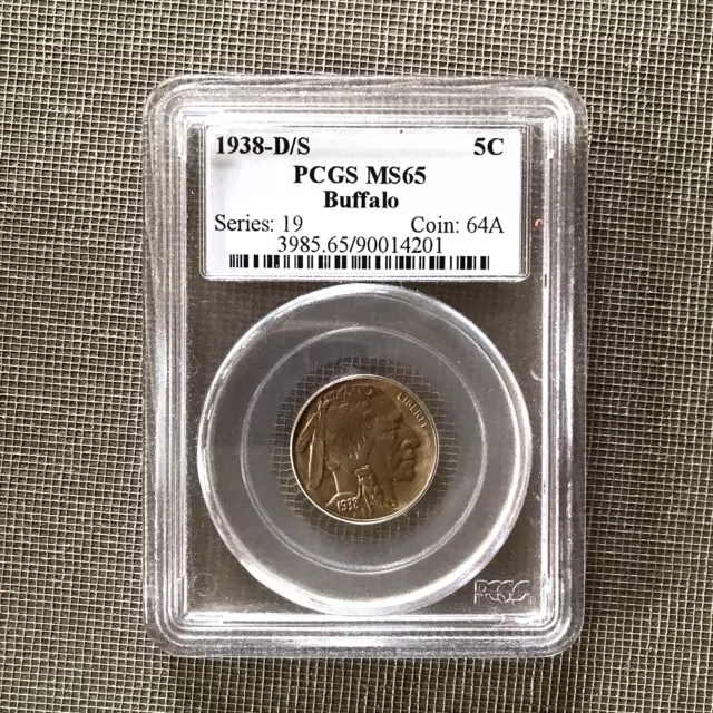 1938 D/S PCGS MS65 Buffalo Nickel 5c US Mint Coin