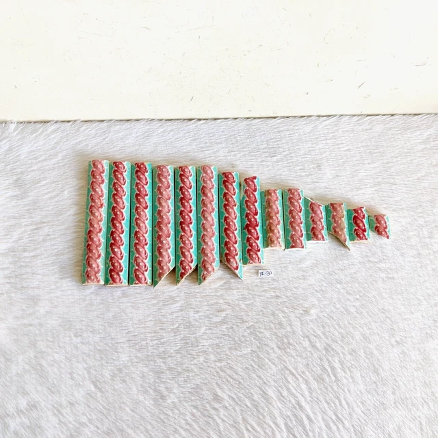 1930s Vintage Aqua Red Design Architecture Furniture Tile Border 14 Pcs TL30