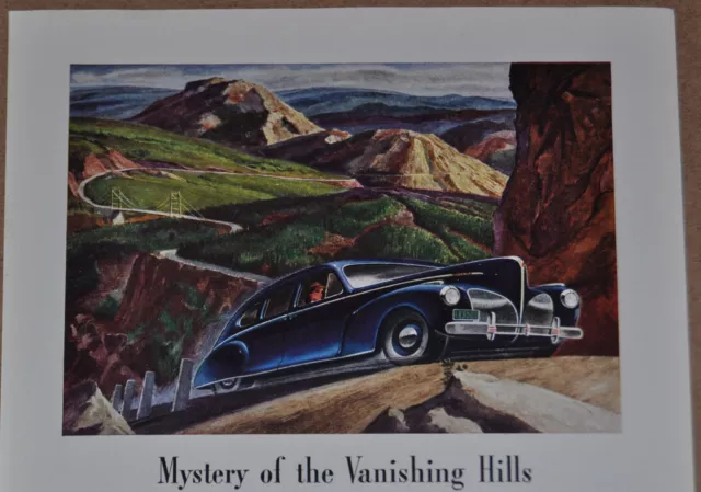 1941 Lincoln advertisement, LINCOLN ZEPHYR, color art, vanishing hills