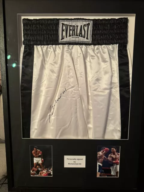 Muhammad Ali Boxing Signed Shorts + COA + FRAMED AUTOGRAPH THE GREATEST