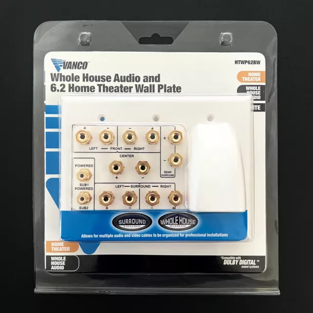 Vanco HTWP 62BW Whole House and 6.2 Home Theater Wall Plate White