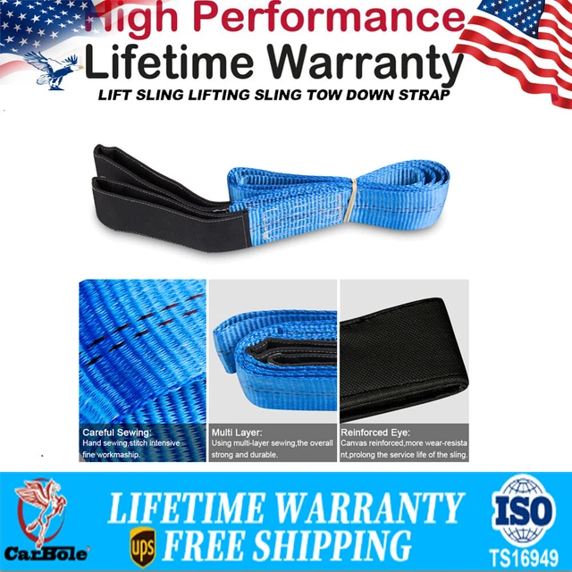 2X Blue Heavy Nylon Flat Loop Tow Strap Web Lifting Sling Rope 9000LBS 6'x 2" US