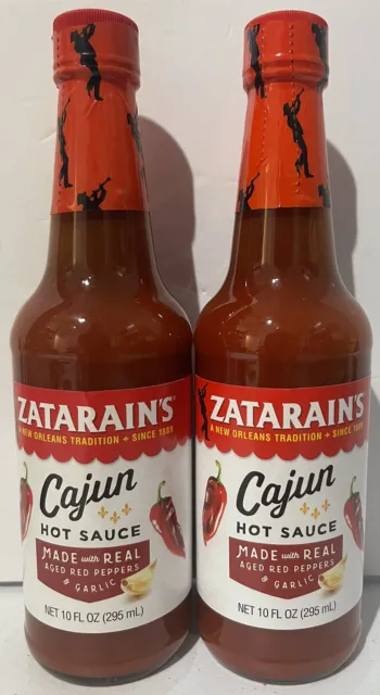 2 Zatarain's Cajun Hot Sauce Aged Red Peppers&Garlic 10 oz New Orleans Tradition