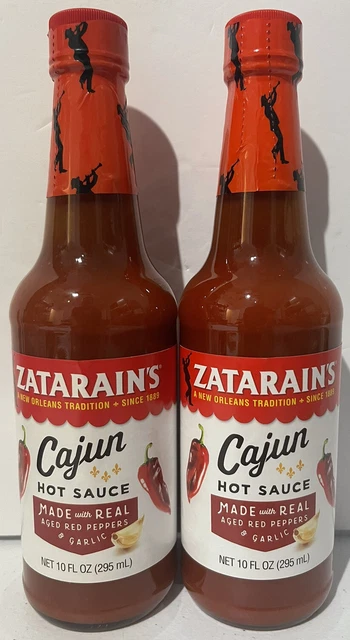 2 Zatarain's Cajun Hot Sauce Aged Red Peppers&Garlic 10 oz New Orleans Tradition