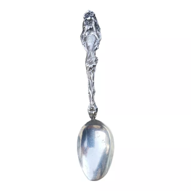 Antique Art Nouveau floral lilies Sterling Silver Spoon  approx 4 inch preowned