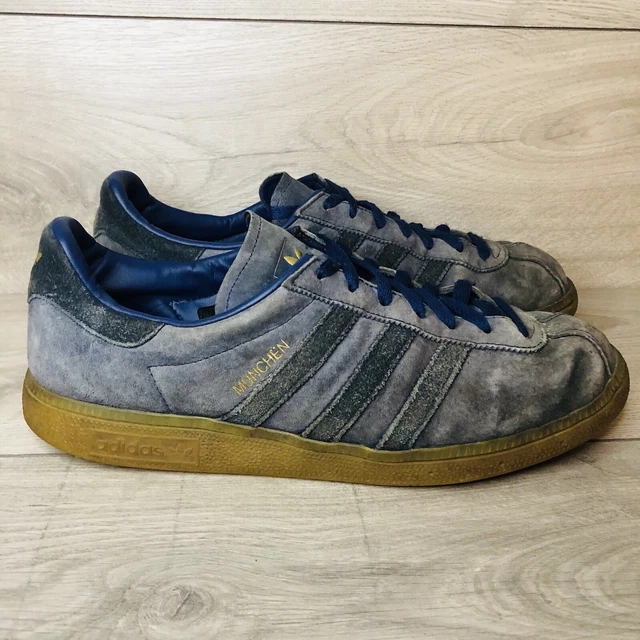 ADIDAS ORIGINALS MUNCHEN Trainers Blue Navy Gold Gum Soles UK Size