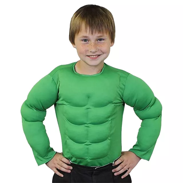 Camicia Top Bambino Imbottita Verde Muscolo Petto Tv Film Personaggio Costume