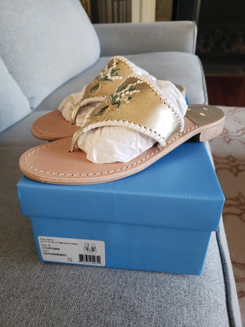NIB Jack Rogers Embroidered Lily Of The Valley Sandals 7.5