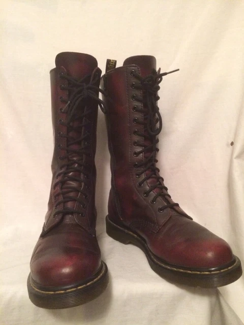 RARE DR MARTENS Vonda Red Floral 1914 Leather Zip Lace Boots Ex
