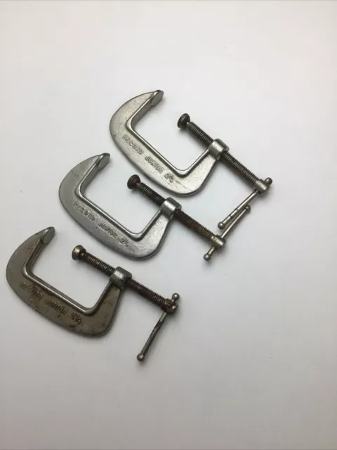 3 VINTAGE RECORD JUNIOR 2 1/2" G CLAMPS, MADE IN ENGLAND - all GWO