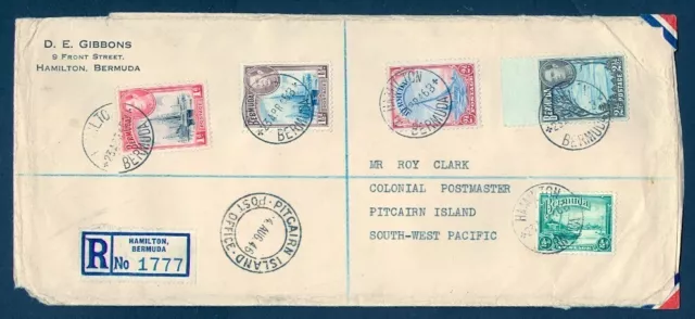 Bermuda 1946 Kgvi Combo Reg To Pitcairn Islands