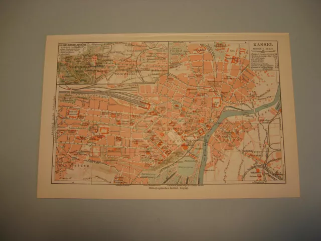 Kassel Stadt-Karte von 1925 Stadtplan mit Straßenregister- Original