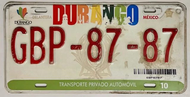 DURANGO Mexico License Plate #GBP-8787