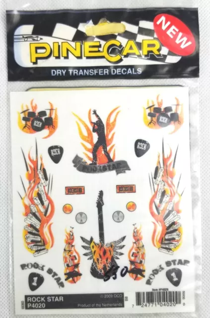 NEW SEALED PineCar P4020 ROCK STAR Dry Transfer Decals Pinewood Derby CUB SCOUTS