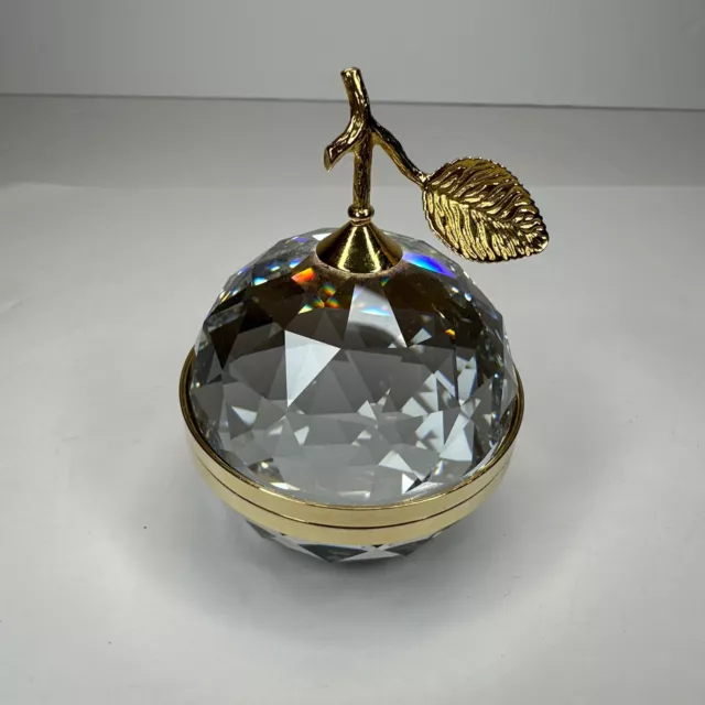 Large Vintage Swarovski Crystal Apple Paperweight Picture Holder Hinged Mirrors 3