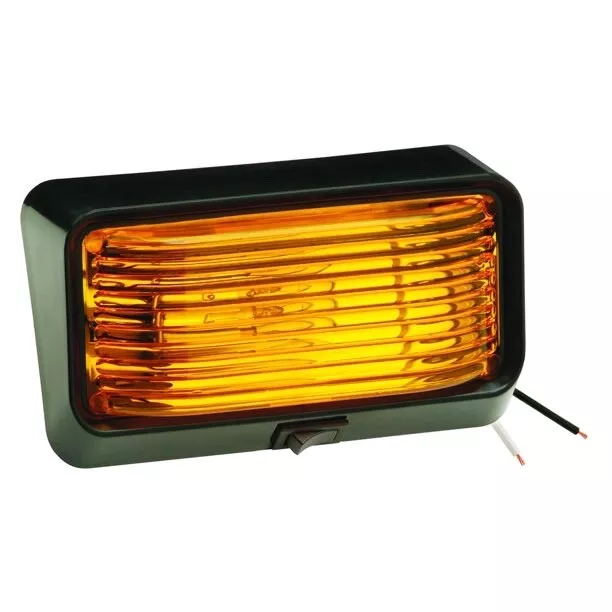 Bargman 30-78-525 Porch Light Black Frame Amber Lens W/switch