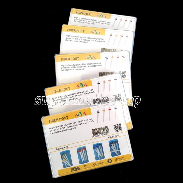 5 Kits Dental AAA Fiber Post Resin High-intensity Screw Thread Glass + 20 Drills