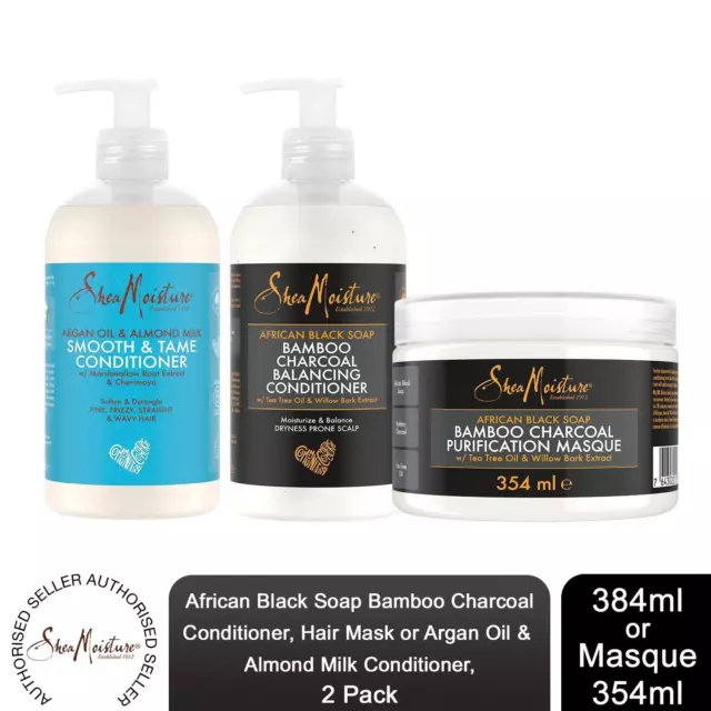 Shea Moisture Smooth & Tame or Bamboo Charcoal Conditioner or Masque, 2 Pack