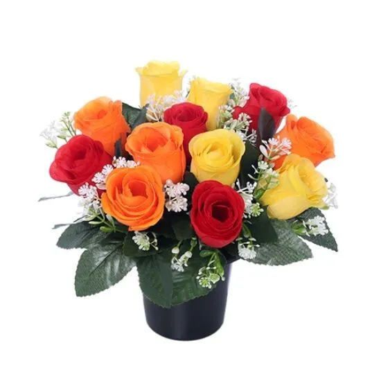 Yellow Orange & Red Grave Flowers Cemetery Flowers Artificial Flowers For Graves