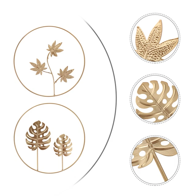 2 pz decorazione parete stile nordico oro rotondo foglia di ferro ornamenti arredamento D