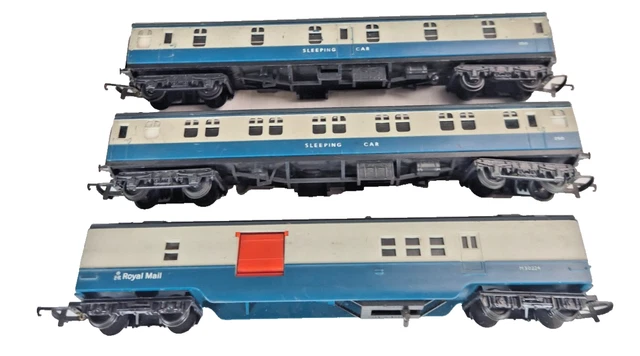 RAKE OF 3 Tri-ang Hornby R119 R339 OO BR Mk1 Sleeper Royal Mail Coaches ...