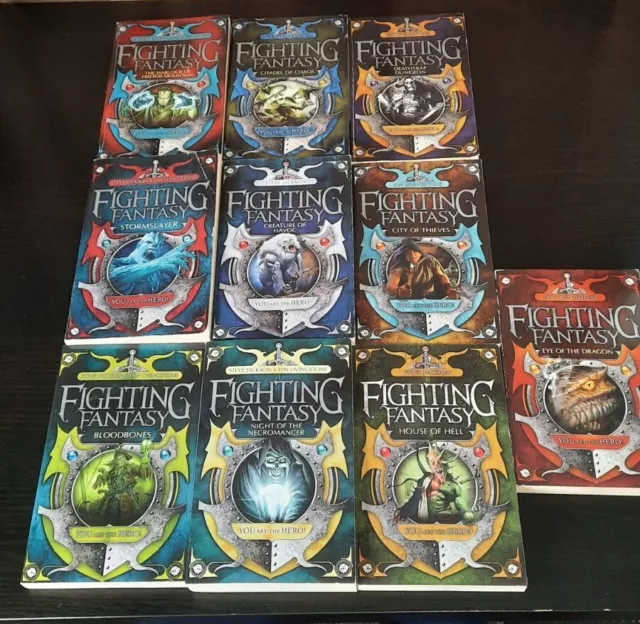 Fighting Fantasy Complete Bookset Vols 1-10 By Ian Livingstone&Steve Jackson VGC