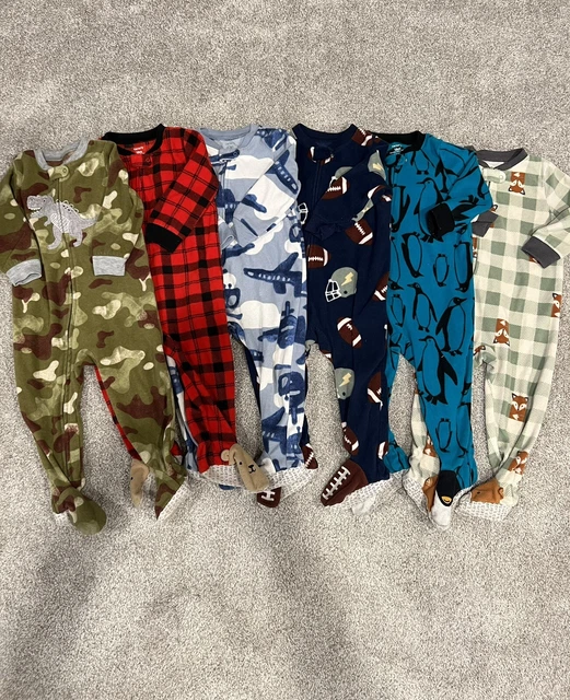 Baby Boy Carters Size 18 Months Sleepers Fleece Lot Winter Sleepwear 6pc