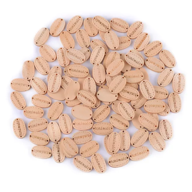 100pcs Natural Wood Handmade Oval 2 Holes Wooden Buttons Sewing Scrapbooking DIY