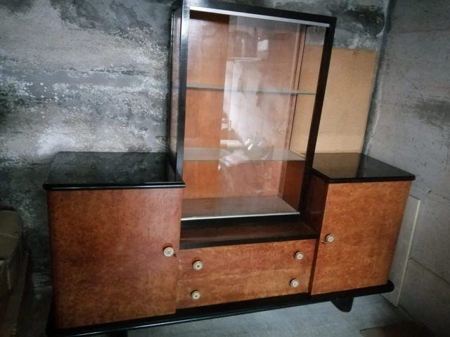 Credenza anni '30 in radica di noce con vetrina asportabile