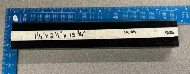 1 1/2" Thick DELRIN / ACETAL BLACK FLAT SHEET STOCK 1.50" x 2.50" x 15.75"