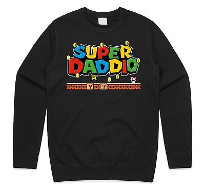 SUPER Daddio Maglione Felpa Divertente Gaming GAMER NERD 90s regalo festa del papà papa'