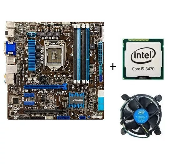 Kit Asus Scheda Madre lga 1155 H77 intel processore Cpu i5 3470 4x Slot Ram DDR3