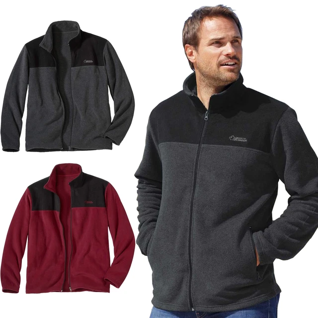 Mens Full Zip Fleece Jacket Anti Pill Polar Contrast Outdoor Warm Work S-4XL Top