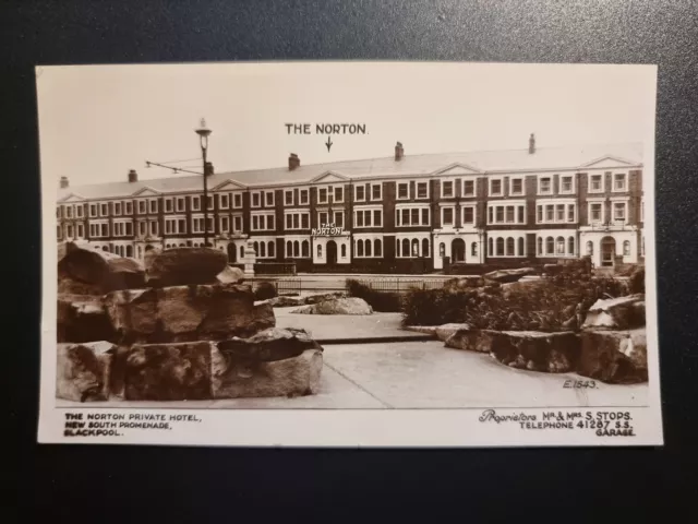 Blackpool Postcard C1920 Real B/W Photo The Norton Hotel Mr Stops Lancashire