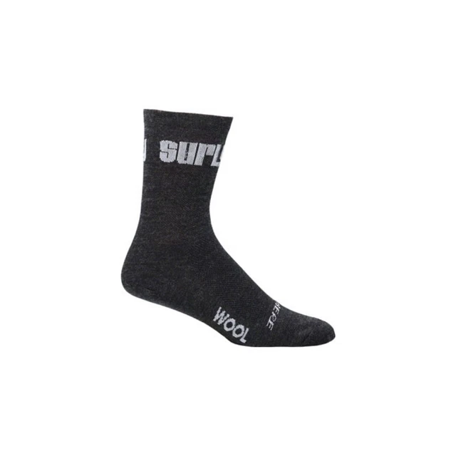 Surly - Logo Wool Mens Comfortable Cotton Footwear 5 inch Bi-Cycle Socks - Black