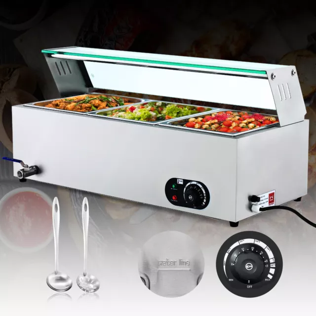 Electric Buffet Server and Warmer 3 Pan Stainless Steel Bain Marie Food Warmer