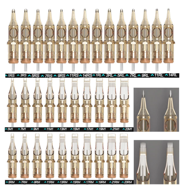 20 pcs Disposable Tattoo Needle Cartridges Sterile Round Liners Shaders RL RM M1
