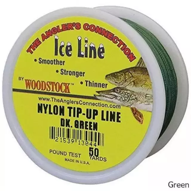 WOODSTOCK ICE FISHING Tip Up Line- Braided Nylon - 36lb Test - Green $13.75  - PicClick