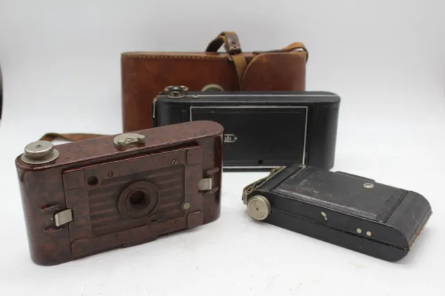 F x3 Antique/Vintage Folding Film Cameras Inc. Kodak Brownie Six-20, Some Cased
