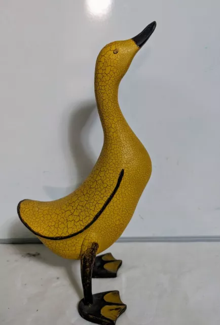 Beautifully Carved Wooden Duck Figurine Yellow  Unbranded 14" 2