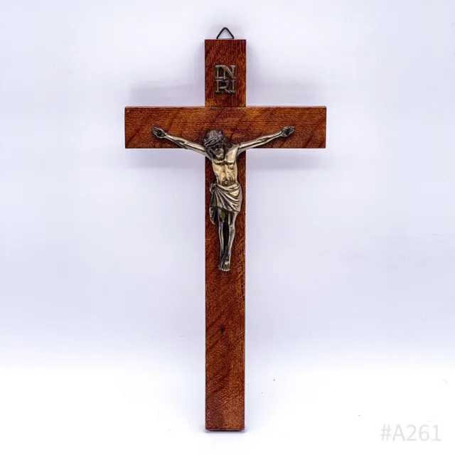 Antiguo Wandkreuz Crucifijo Con Cruz Jesús Cristo Inri Latón Artesanía