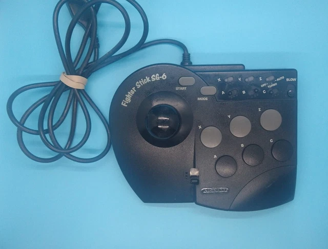 Sega Genesis Fighter Stick SG-6 Arcade Joystick Turbo Controller Asciiware