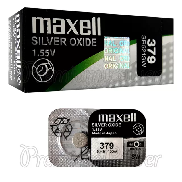 2 x Maxell 379 Silver Oxide batteries 1.55V SR521SW V379 D379 Watches 0% Mercury