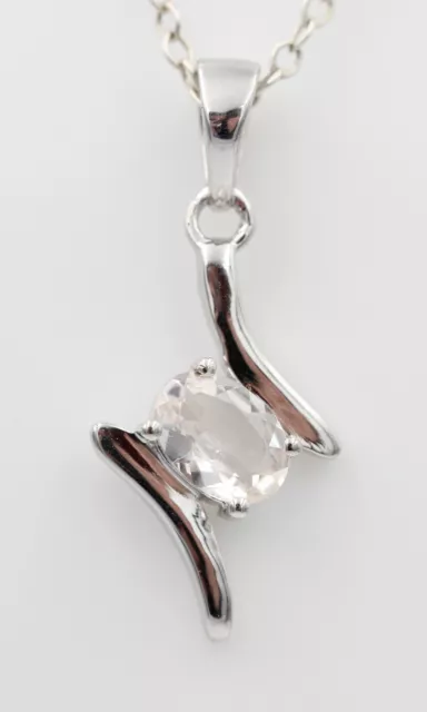 Rare 0,72 Carat Morganite Pendentif 925 Argent Collier Chaîne Morganitanhänger 2