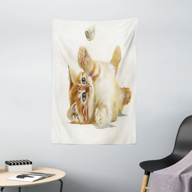 Animal Tapisserie Jeux de chat avec plumes
