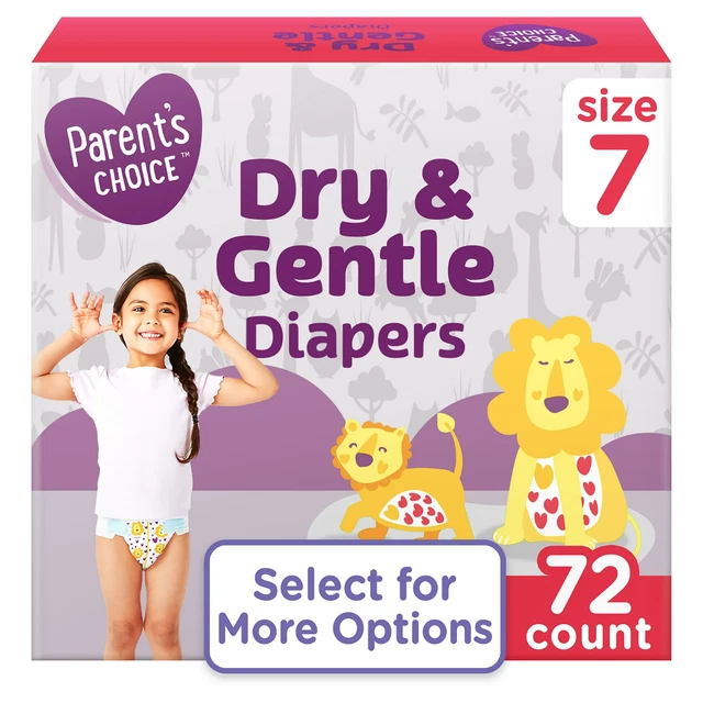 Parent's Choice Dry & Gentle Diapers Size 7, 72 Count