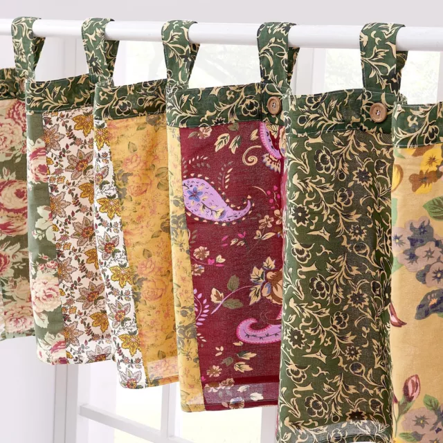 ANTIQUE CHIC 84x21 WINDOW VALANCE : PATCHWORK COUNTRY FLORAL PAISLEY COTTON