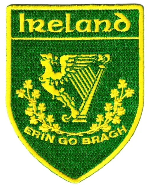 ERIN GO BRAGH IRON-ON PATCH IRELAND IRISH COAT OF ARMS EMBLEM BADGE embroidered