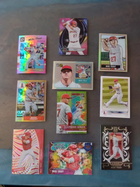 Mike Trout Card Lot Of Ten Mint Cards From 17-22 Prizm +BP# Mint